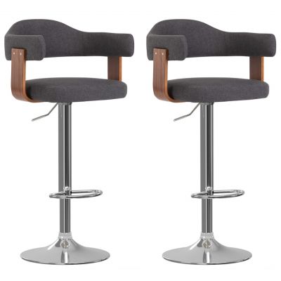 Gossi scaune de bar 2 buc. gri inchis lemn curbat si material textil