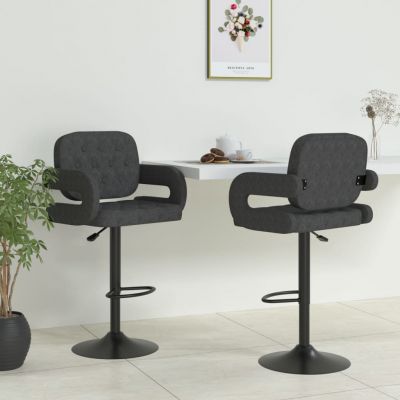 Gossi scaune de bar, 2 buc., gri inchis, material textil