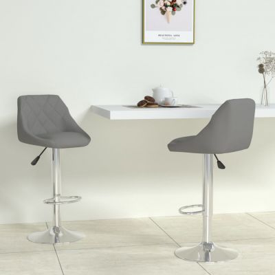 Gossi scaune de bar, 2 buc., gri, piele ecologica