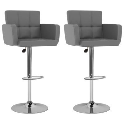 Gossi scaune de bar, 2 buc., gri, piele ecologica