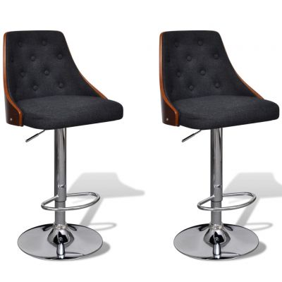 Gossi scaune de bar, 2 buc., lemn curbat si material textil
