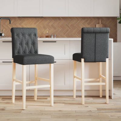 Gossi scaune de bar, 2 buc., lemn masiv de hevea si textil