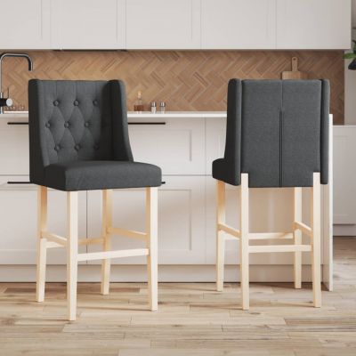 Gossi scaune de bar, 2 buc., lemn masiv de hevea si textil