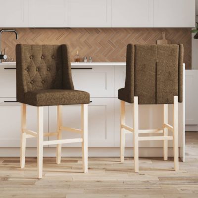 Gossi scaune de bar, 2 buc., lemn masiv de hevea si textil