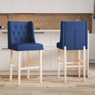 Gossi scaune de bar, 2 buc., lemn masiv de hevea si textil