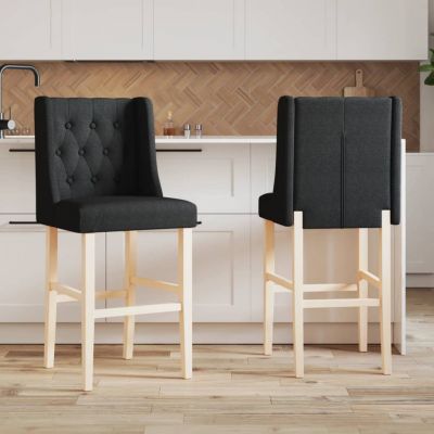Gossi scaune de bar, 2 buc., lemn masiv de hevea si textil
