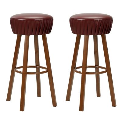 Gossi scaune de bar, 2 buc., maro, piele ecologica