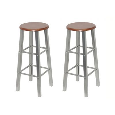 Gossi scaune de bar, 2 buc., metal, sezut din mdf