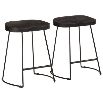 Gossi scaune de bar 2 buc negru 46x38x52 cm lemn masiv de mango