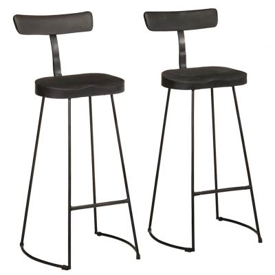 Gossi scaune de bar 2 buc negru 49x43x103 cm lemn masiv mango