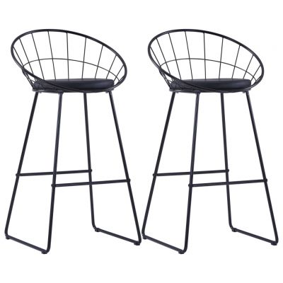 Gossi scaune de bar, 2 buc., negru, piele ecologica