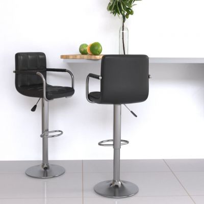 Gossi scaune de bar, 2 buc., negru, piele ecologica