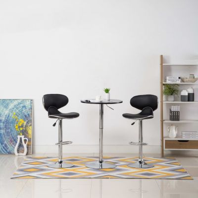 Gossi scaune de bar, 2 buc., negru, piele ecologica