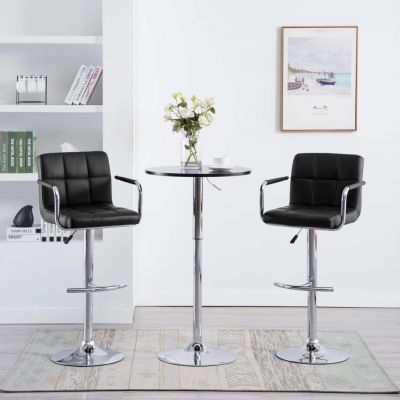 Gossi scaune de bar, 2 buc., negru, piele ecologica