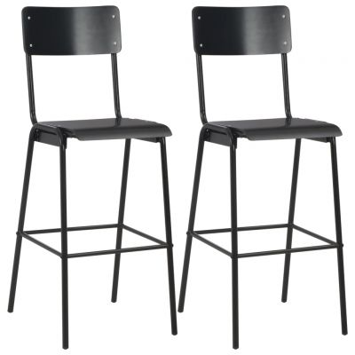 Gossi scaune de bar, 2 buc., negru, placaj solid, otel