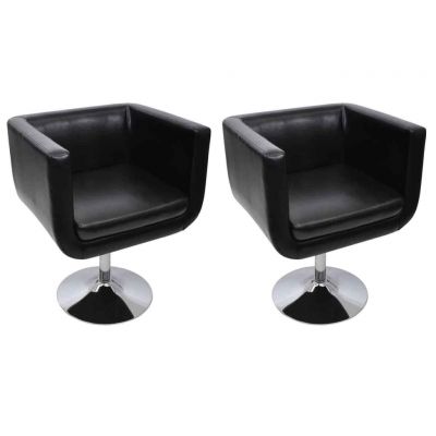 Gossi scaune de bar, 2 buc., piele artificiala, negru