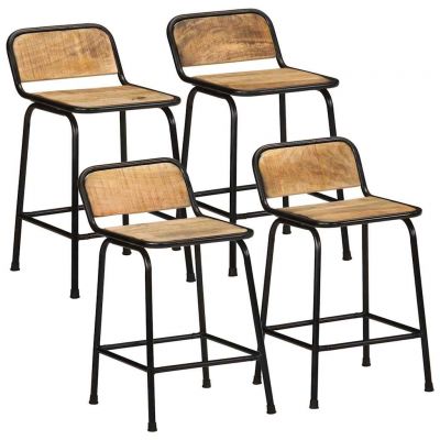 Gossi scaune de bar 4 buc 46x35,5x70 cm lemn masiv mango brut