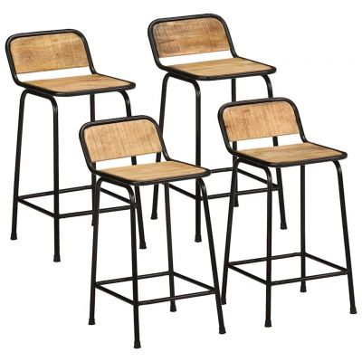 Gossi scaune de bar 4 buc 46x35,5x80 cm lemn masiv mango brut