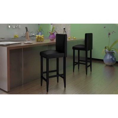 Gossi scaune de bar, 4 buc., negru, piele ecologica