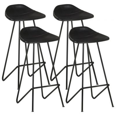 Gossi scaune de bar, 4 buc., negru, piele naturala