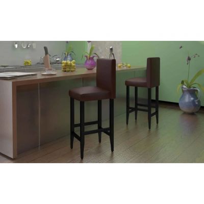Gossi scaune de bar, 6 buc., maro inchis, piele ecologica