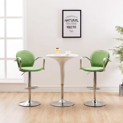 Gossi scaune de bar cu brate, 2 buc., verde, piele ecologica
