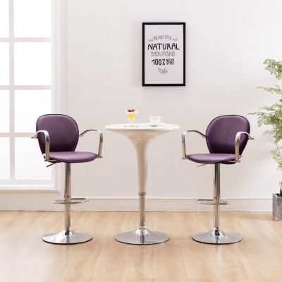 Gossi scaune de bar cu brate, 2 buc., violet, piele ecologica