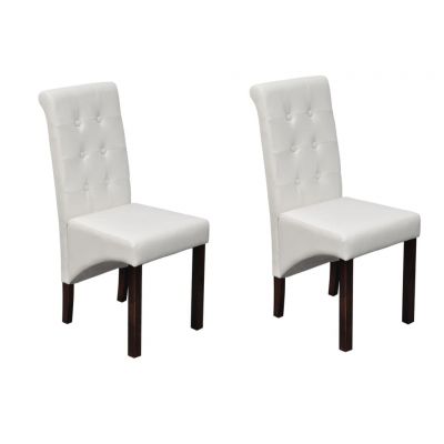 Gossi scaune de bucatarie, 2 buc., alb, piele ecologica