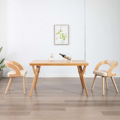 Gossi scaune de bucatarie, 2 buc, crem, lemn curbat & piele ecologica