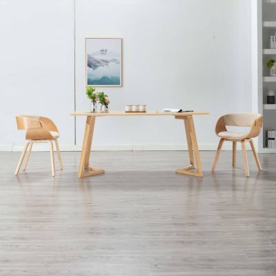 Gossi scaune de bucatarie, 2 buc, crem, lemn curbat & piele ecologica