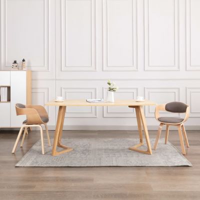Gossi scaune de bucatarie, 2 buc., gri taupe, lemn curbat si textil