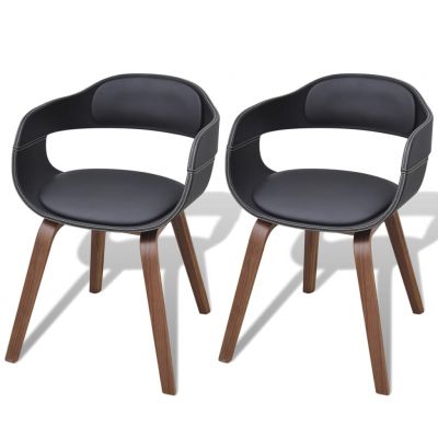 Gossi scaune de bucatarie 2 buc, negru, lemn curbat & piele ecologica