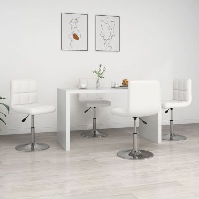 Gossi scaune de bucatarie, 4 buc., alb, piele ecologica