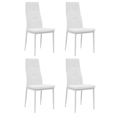 Gossi scaune de bucatarie, 4 buc., alb, piele ecologica