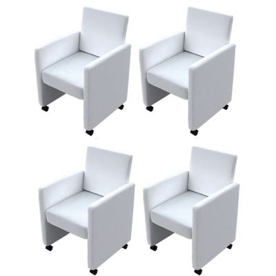 Gossi scaune de bucatarie, 4 buc., alb, piele ecologica