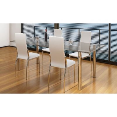 Gossi scaune de bucatarie, 4 buc., alb, piele ecologica