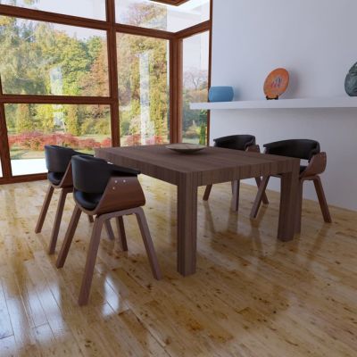 Gossi scaune de bucatarie, 4 buc, crem, lemn curbat & piele ecologica