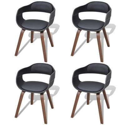 Gossi scaune de bucatarie 4 buc, negru, lemn curbat & piele ecologica