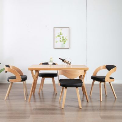 Gossi scaune de bucatarie 4 buc, negru, lemn curbat & piele ecologica