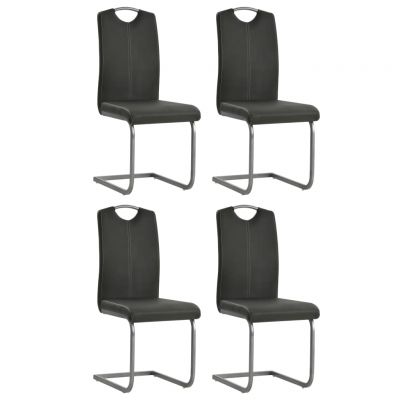 Gossi scaune de bucatarie cantilever, 4 buc., gri, piele ecologica