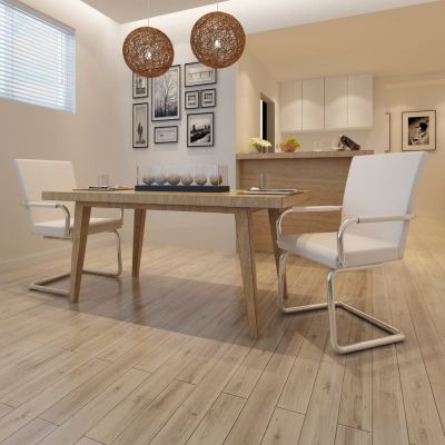 Gossi scaune de bucatarie consola, 2 buc., alb, piele ecologica