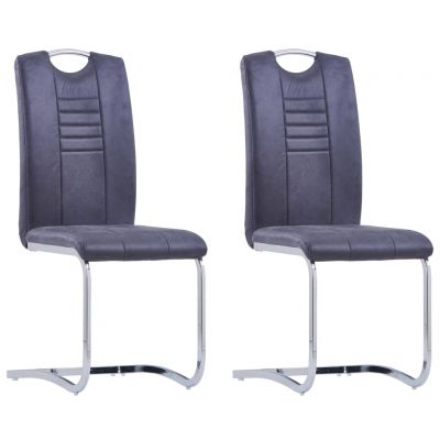 Gossi scaune de bucatarie consola, 2 buc., gri, piele intoarsa eco