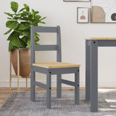 Gossi scaune de bucatarie panama 2 buc. gri 40x46x90cm lemn masiv pin