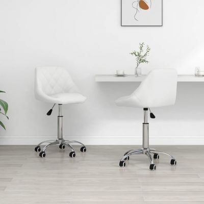 Gossi scaune de bucatarie pivotante, 2 buc., alb, piele artificiala
