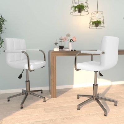 Gossi scaune de bucatarie pivotante, 2 buc., alb, piele artificiala