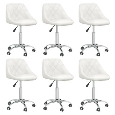 Gossi scaune de bucatarie pivotante, 6 buc., alb, piele ecologica