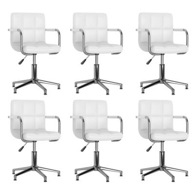 Gossi scaune de bucatarie pivotante, 6 buc., alb, piele ecologica