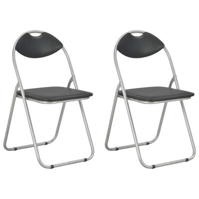 Gossi scaune de bucatarie pliabile, 2 buc., negru, piele ecologica