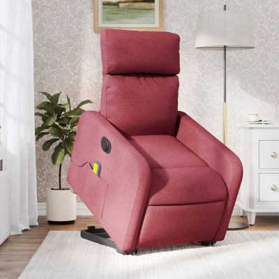 Gossi fotoliu de masaj electric rabatabil cu ridicare rosu vin textil