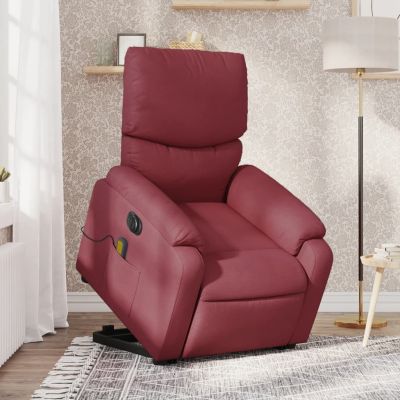 Gossi fotoliu de masaj electric rabatabil cu ridicare rosu vin textil